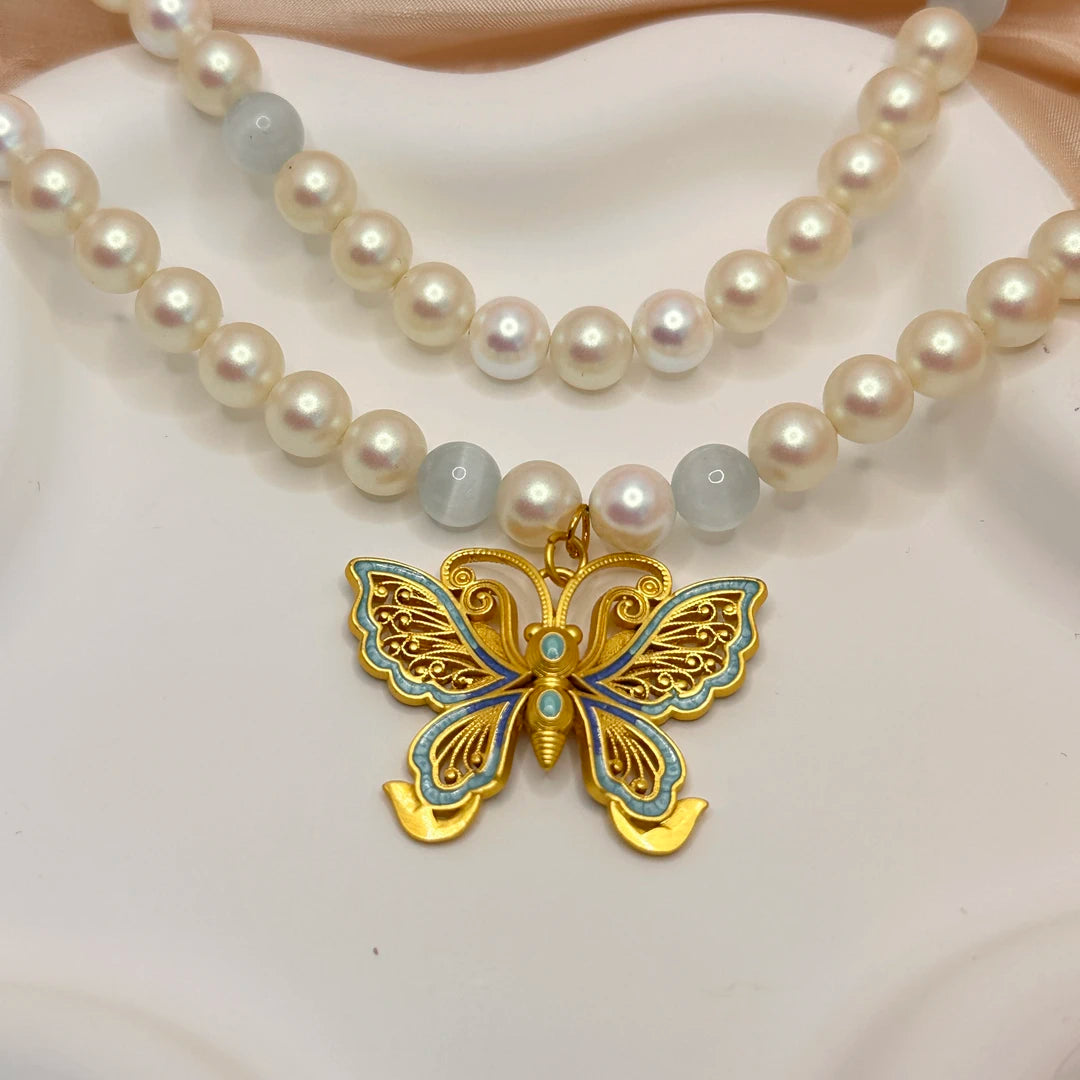 雲霓紀｜時の蝶の翼・オリジナルペット猫犬ネックレス・上質で美しい